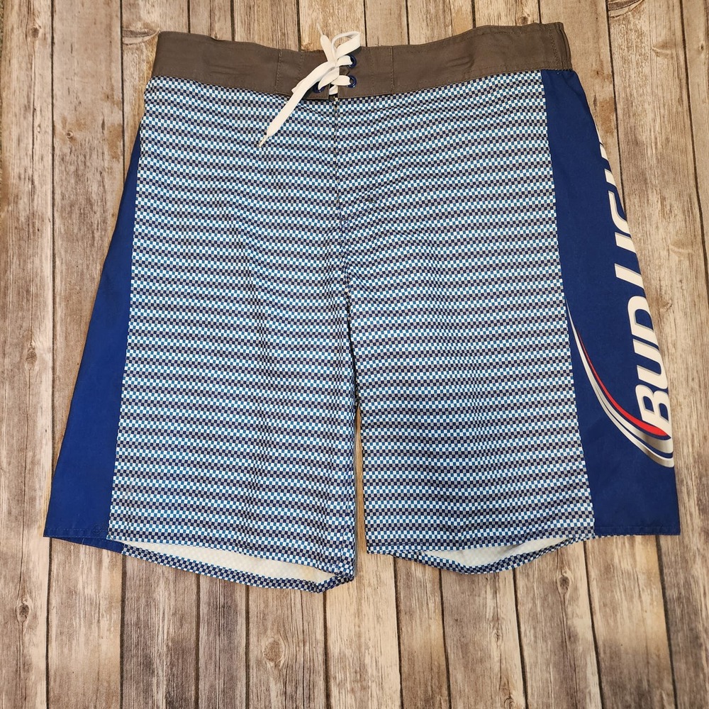 Bud light ‎ NWOT logo side with stripes swim trunks shorts men's size XL